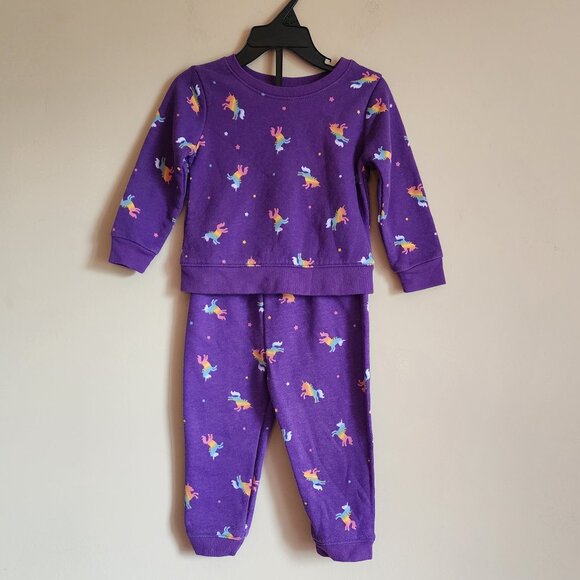 Granimals Toddler Girls Matching Sweatsuit Purple Unicorn Rainbow Size 18Months - Picture 2 of 5